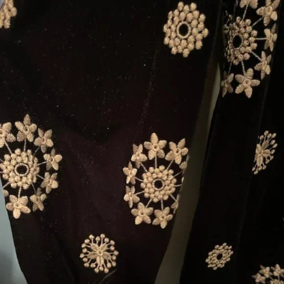 Zara Retro style EMBROIDERED VELVET DRESS